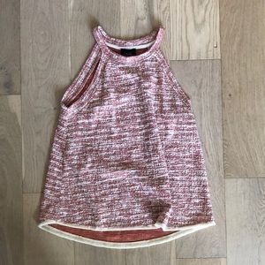 Orange halter blouse with tassel trim